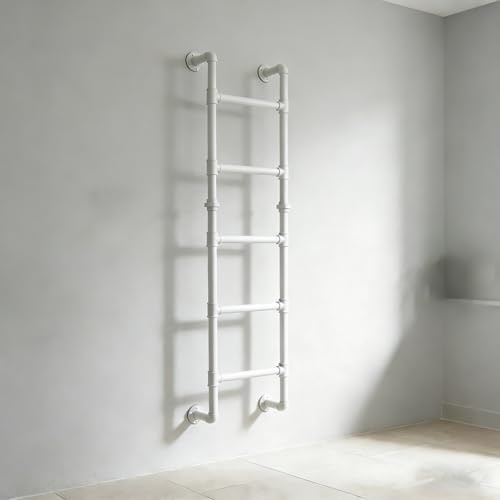 ZENSTYW Escalera De Pared De 5 Escalones para Literas,Escalera para Litera Blanco De Interior,Escalera De Escalada Universal,para Ático,Dormitorio,Biblioteca(165cm/65in)