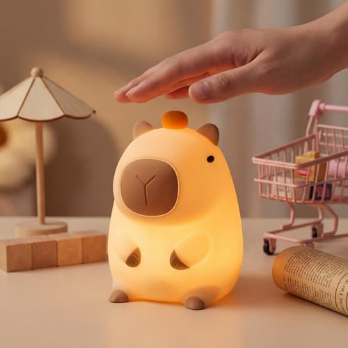 MERTTURM Capybara Nachtlicht für Kinder, Aufladbare Touch Lampe, BPA-freies weiches Silikon, Sicheres Nursery Light mit 20Min Timer, Süßes Tier Geschenk für Jungen Mädchen Babyzimmer Deko