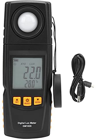 Luxmetro Digitale GM1020, Misuratore di Illuminazione 0-200000Lx, Strumento Tester di Intensità Luminosa - Alta Precisione con Sonda Termica, Memoria Automatica e Manuale,