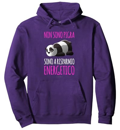 Felpa Donna con Cappuccio Regalo Panda Risparmio Energetico Felpa con Cappuccio