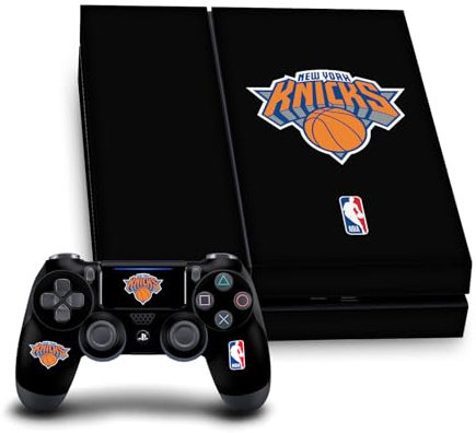 Head Case Designs Officially Licensed NBA Black Design New York Knicks Logo Vinyl Sticker Gaming Skin Decal Cover Compatible With Sony PlayStation 4 PS4 Console and DualShock 4 Controller Bundle