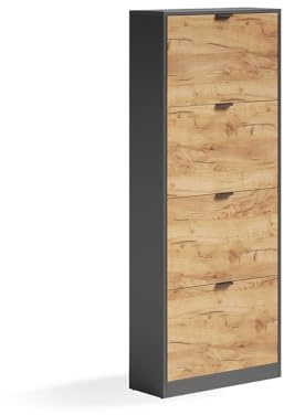 Vicco Skotippare Gizmo, Goldkraft ek/antracit, 59x146.6 cm med 4 fack