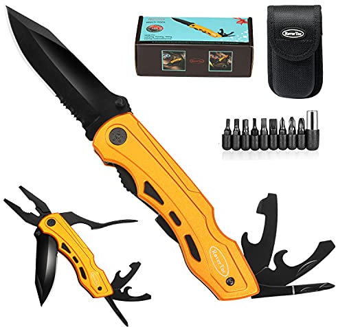 RoverTac Taschenmesser Multitool Camping Zubehör: Multi Tool Werkzeug mit Zange, Schraubendreher, Flaschenöffner, langlebig, perfekt für Camping, Angeln, Wandern, Outdoor, Geschenke für Männer