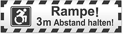 Kiwistar - Autoaufkleber - Rampe! Motiv 3m Abstand gestreift - Hinweis Aufkleber Sticker für Auto, Kfz, Fahrrad, PKW, LKW