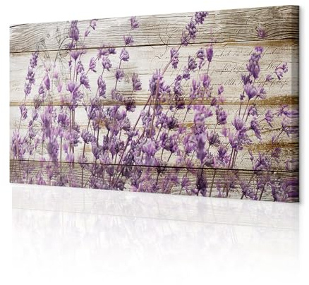 decomonkey Bilder Blumen Lavendel 120x40 cm 1 Teilig Leinwandbilder Natur | Strukturleinwand, Holzkeilrahmen, Bild auf Leinwand, Wandbild, Kunstdruck, Wanddeko, Wohnzimmer, Wanddekoration, Holz