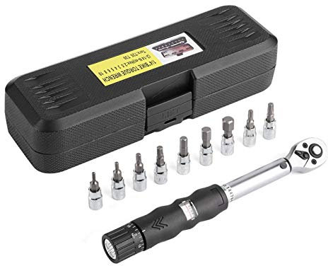 EBTOOLS Chiavi dinamometriche per bici bicicletta 1/4 2-14NM 10 pezzi/set Chiave dinamometrica regolabile Display per finestre ad alta precisione Chiave preimpostata Kit di strumenti per