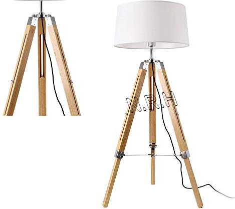 Nautical Replica Hub Lámpara de pie con trípode, moderna lámpara de sala de estar, base de trípode de madera de teca, decoración del hogar (sin sombra)