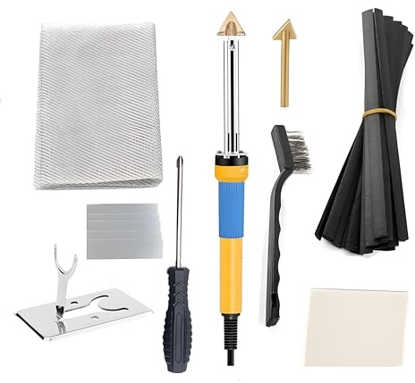 CENPEK Schweißer-Kit aus Kunststoff, 80 W, Schweiß-Kit für Stoßstange, Kajak-Reparatur, zwei Spitzen, ein Netz, Metallständer, schwarze und weiße Stangen – 220 V