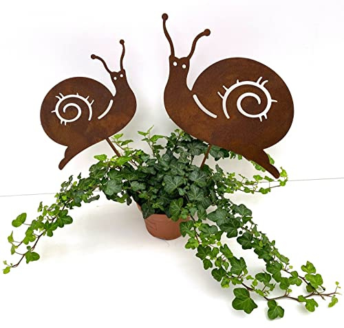 Alt Mebel Edelrost Schnecke Set 28 cm x 13/30 cm, 20 cm x 11/30 cm Edelrost Set 2 Stücke Schnecke Gartenfiguren Tierfiguren Garten deko skulptur