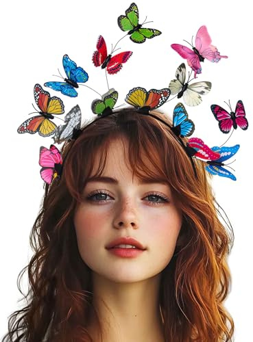 Acenail Butterfly Headband Monarch Butterfly Hairbands Festival Costume Headpiece Halloween Hair Accessories for Women (Colorful, Standard)