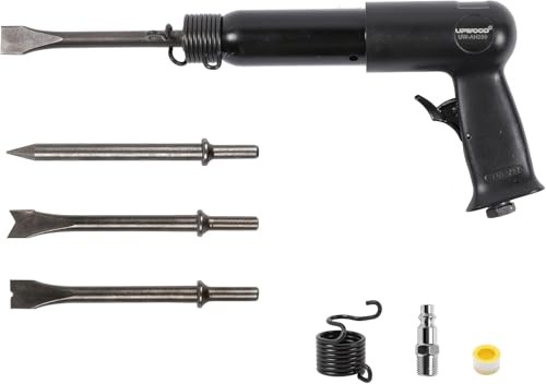 UW-AH250 Drucklufthammer-Set mit Schnellwechselhalter und 4 Meißeln | 3-5/8 Zoll Hub, 2200 BPM, geringes Gewicht (AH250P - Langer Lauf)