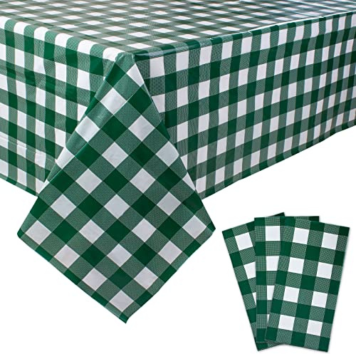 Kesfey 3 Stück grün weiß kariert Einweg Tischdecken 137 x 274 cm Tischdecke aus Kunststoff Rechteckige Tischabdeckung Gartentischdecke für Gastronomie Party Hochzeiten Grillen Picknick