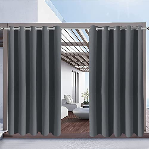 Rosnek Outdoor Vorhang Wetterfest mit Ösen,Outdoorvorhänge B 180xH 243cm Outdoor Vorhänge Wasserdicht Außenvorhang,Winddicht Balkon Gardinen für Terrasse,Pergola,Pavillon,1 Stück,Obere Ösen