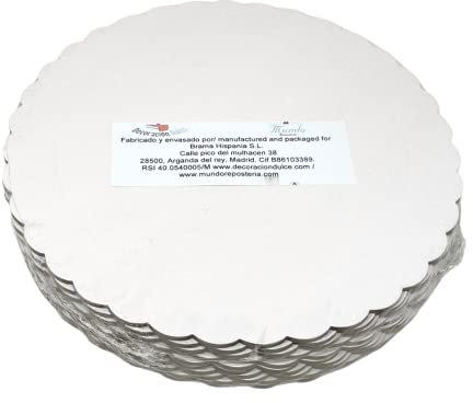 Decoracion Dulce 10 x Discos/Bases Extrafuerte de 20cm X 3 Mm. Altura para pasteles (10 X Blanco)