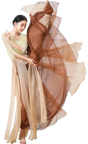 ORIDOOR Women's Fairy Lyric Dance Skirt - Gradient Chiffon Swing Ballet Modern Dance Skirt - Champagne Coffee