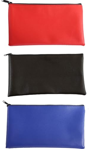 3 Stück Banktaschen aus Kunstleder, Rot Geldmappe, A5 Geldtaschen, Geeignet zur Aufbewahrung von Rechnungen, Geld, Visitenkarten