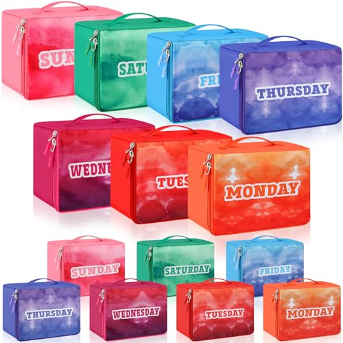 Paterr Confezione da 14 cubi da imballaggio per bambini giorni della settimana cubi colorati organizer bagagli valigia, Multicolore, 9 x 7 x 3 Inch