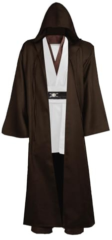 Bichingda Tunika Riddare Kappa Brun Jedi Mantel Med Huva Väst Skjorta Byxor Kostym För Halloween