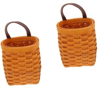 TOPBATHY 2St Wandkorb aus Holz Blumenkorb kleiner Wandkorb Aufbewahrungskorb aus Weidengeflecht Weidenkorb hängender Korb Wandkörbe Seetang Jute Rucksack Korb zum Aufhängen an der Wand Pilz