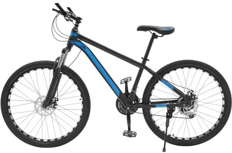 PansyWind 26 Zoll Mountainbike Fahrrad mit 21 Gang und Scheibenbremse MTB Fahrrad Unisex Alu Bike(Schwarz Blau)