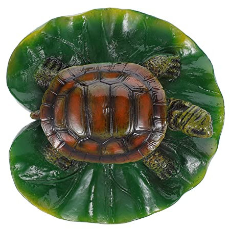 Yardenfun Schwimmende Teichdeko Schildkrötenfigur Aus Harz Mit Realistischem Lotusblatt Für Gartenteich Aquarium Und Brunnen Natürliche Wasseroberflächen Verzierung