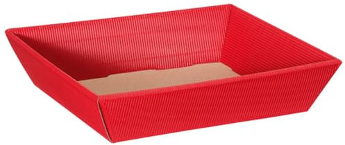 Geschenkkörbe offene Welle flach, Wellpappe, Rot, 33,6 x 19,6 x 5,3 cm, 25 Stück
