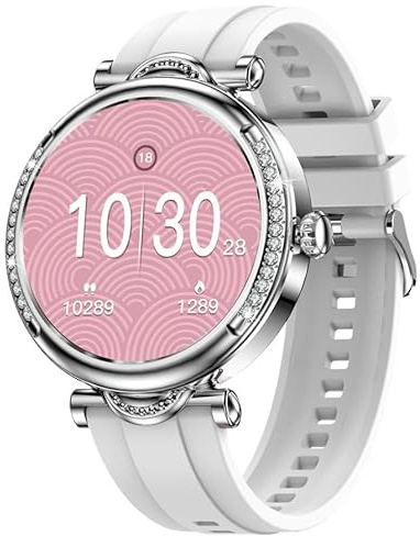 Atlanta Fitnesstracker für Damen Uhr mit Herzfrequenz Puls Blutdruck Telefon Freisprechen Schlaf Schritte Farbdisplay Smartwatch Silikonband - 9735/4 (Grau)