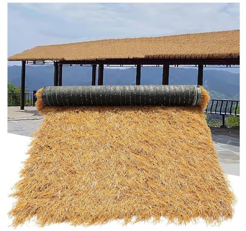Cubierta de techo de paja de palma mexicana artificial para decoración de bar, jardín, patio, 1 x 5 m, paja sintética, fardos de heno, simulación de decoración