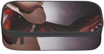 Hgbbdyyjj Pferdesattel mit Cowboyhut, personalisierbar, bedruckt, großes Fassungsvermögen, multifunktionales Schreibwaren-Federmäppchen, Schwarz , Einheitsgröße, Taschen-Organizer