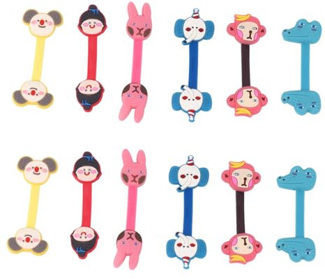 HOMSFOU 12pcs Cartoon Animal Hub Cable Organizer Wire Wrap Ties Reusable Cable Fastening Ties for Adorable Organizer Cord Organiser for Earphones Wire and Other