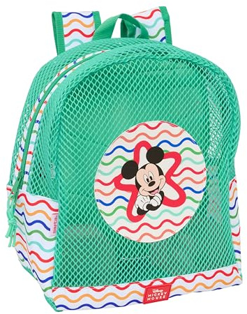 Safta MICKEY MOUSE - Mochila Infantil de Playa, Anti Arena, con Asas, Fácil Limpieza, Ideal para Niños de Diferentes Edades, Cómoda y Versátil, 32x12x38 cm