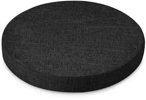 AddGrace Runde Sitzkissen für Esszimmerstühle 1er-Pack 40x40cm schwarz | Strukturiertes Kunstleinen, abnehmbarer Bezug für leichte Reinigung, rutschfest, für Esszimmer, Küche, Wohnzimmer