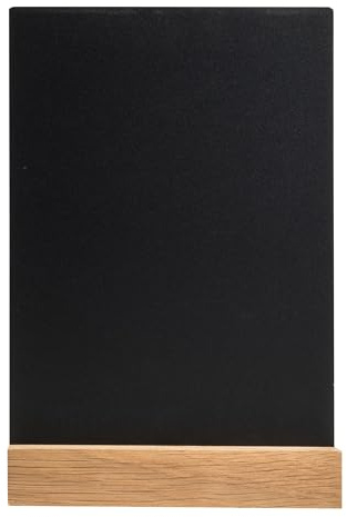 Exacompta - Ref. 85240D - 1 Nachrichtenständer aus Schiefer mit Sockel Eiche massiv - verwendbar R/V - Kreidetafel für Restaurant, Food Truck, Party, Hochzeit, Maße: 14,8 x 5,2 x 21 cm, A5, schwarz