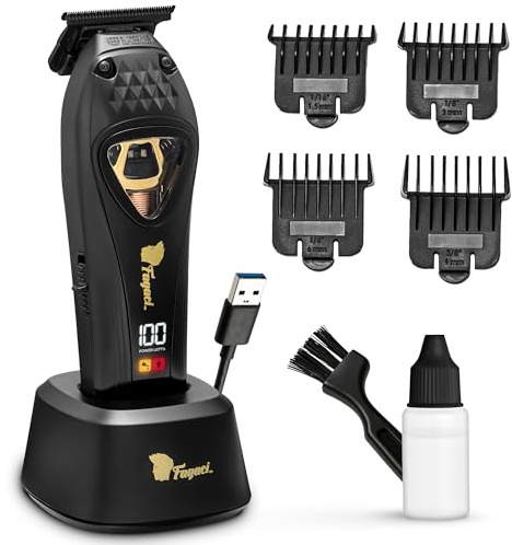 Fagaci Professional Zero Gapped Trimmer för Män, Vektormotor med högt vridmoment, sladdlös skäggtrimmer för män, T Liners, professionella trimmare för frisörer med DLC-blad, Zero Gap Trimmers Barber