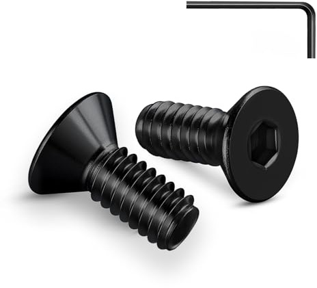 Zuyya 20 Stück Senkkopfschrauben M4 x 16 mm Schwarze Schrauben Edelstahl | Innensechskant Antrieb, Edelstahl A2 V2A Schrauben, Senkschrauben Vollgewinde mit Innensechskantschlüssel