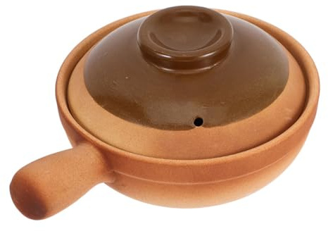 Gatuida Marmite En Terre Cuite 600ml Couvercle Pot à Riz Traditionnel Matériau En Argile Cuisson Saine Pour Repas En Famille Et Camping Petite Casserole à Soupe