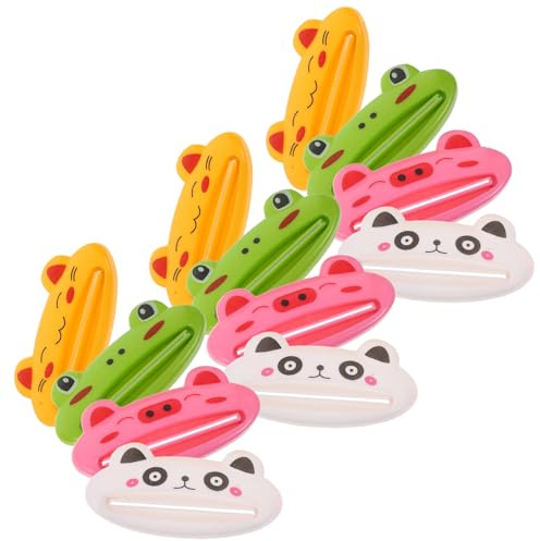 HAMPPLIES 12 Stück Teiliges Cartoon Zahncreme Tube Squeezer Handlicher Tubenausdrücker Zahnpasta Spender Sparsam und Tragbar für Zahnpasta Waschcreme Handcreme