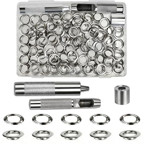 Luabue 14mm Kit de Grommets Eyelets Outils 100PCS Œillet et 100PCS Rondelle