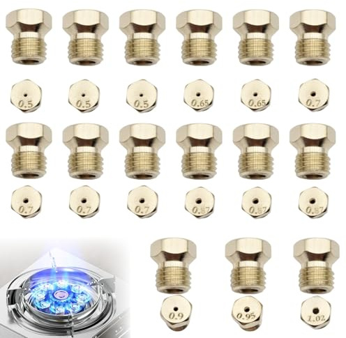 Lot de 15 buses à gaz universelles pour barbecue à gaz, buses de rechange pour plaque de cuisson GPL, 0,5 mm, 0,65 mm, 0,7 mm, 0,87 mm, 0,9 mm, 0,95 mm, 1,02 mm