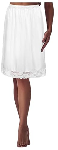Generisch Falda de seda para mujer con ribete de encaje como elegante capa para ropa transparente, Blanco, Talla única