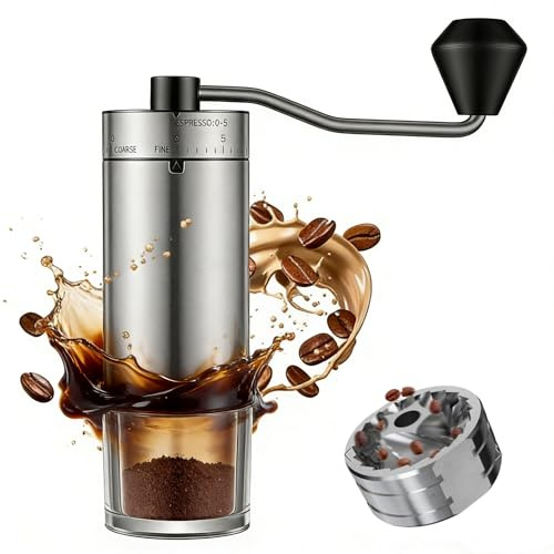 Molinillo de café manual de acero inoxidable con 40 ajustes ajustables, molinillo de café cónico portátil con manivela de mano, perfecto para entusiastas del espresso (moler maíz de acero inoxidable)