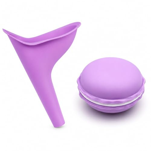 MLRUQRX Urinario Femenino, Juego de 1 Urinario y Caja, Para Mujeres y Niñas, Fabricado en Silicona, Color Púrpura, Ideal para Viajes, Camping y Actividades al Aire Libre