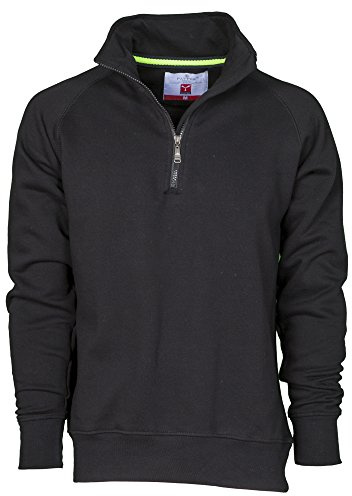 CHEMAGLIETTE! Felpa Da Lavoro Maglia Felpata Cotone Con Mezza Zip In Tinta Payper Miami +, Colore: Nero, Taglia: XL