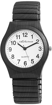 Adrina Armbanduhr Damen Analog Braun Schwarz Großes Ziffernblatt | Damenarmbanduhr arabische Ziffern günstig | Damenuhr Senioren mit Zugarmband – klassisch & bequem viele Farben