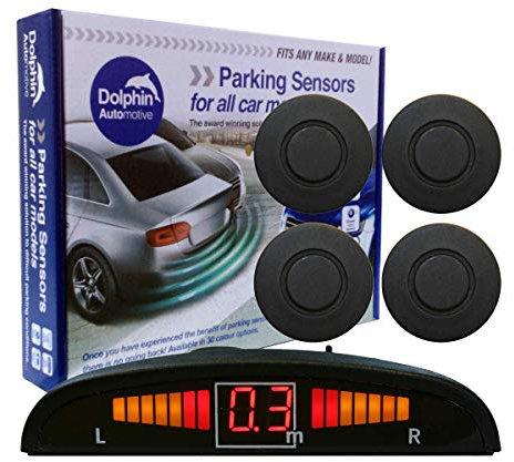 Dolphin Automotive DPS450 Reverse Parking Sensors In 32 Colours 4 Ultrasonic Radar Sensors Kit Audio & Display Alert System - Matt Black