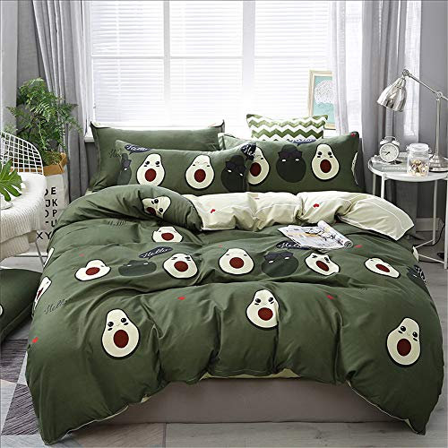 Fansu Juego de Ropa de Cama de 4 Piezas Juego de Fundas de Edredón Incluye 1 Funda Nórdica y 1 Sábana encimera 2 Funda de Almohada (Cama 150/160-220x240cm,Aguacate Verde Oscuro)