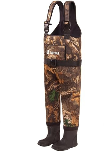 NEYGU Child 5MM Neoprene Thermal and Waterproof Chest Wader with Rubber Boots，Feet: 2Y; Height≤160cm