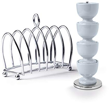 Zeal BASET8B Lot de 4 coquetiers empilables en mélamine avec support chromé 6 pièces