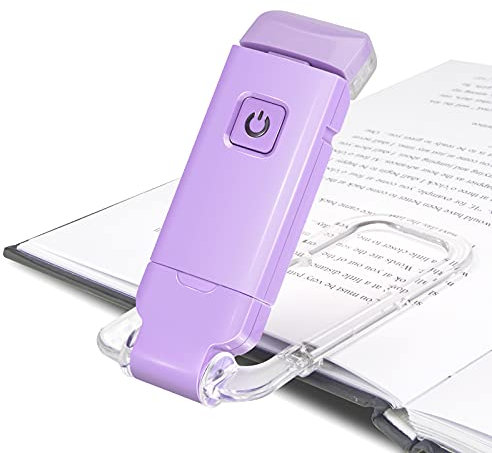 HONWELL Leselampe Buch Klemme Buchlampe Leselicht USB Wiederaufladbare LED Klemmleuchte Dimmbar Bettleuchte Augenpflegendes Leselicht 3 Farbtemperatur Modi für Kinder und Bücherwürmer, Violett