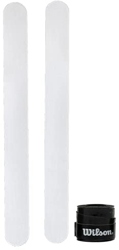 Protector para Pala de Padel Transparente Pack de Dos Unidades Protectores + Overgrip Wilson - Protector Pala Padel Transparente con Acabado Rugoso para Mayor Proteccion (2 Trans + Over Negro)